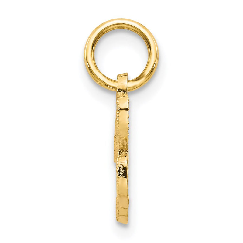 14K Yellow Gold 14Ky Script Letter H Initial Charm