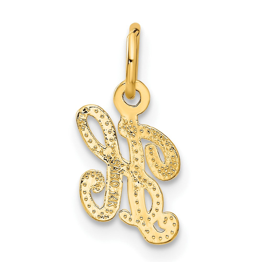 14K Yellow Gold 14Ky Script Letter H Initial Charm