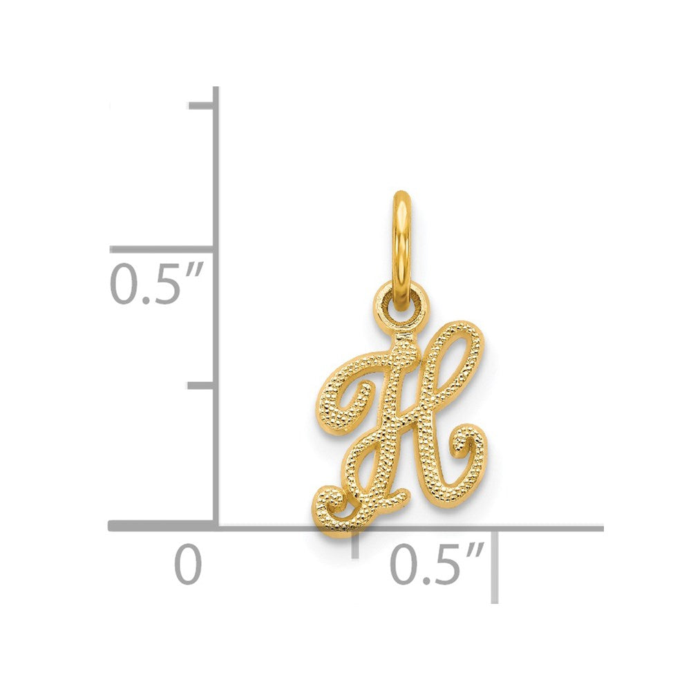 14K Yellow Gold 14Ky Script Letter H Initial Charm