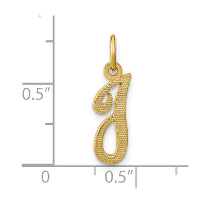14K Yellow Gold 14Ky Script Letter I Initial Charm