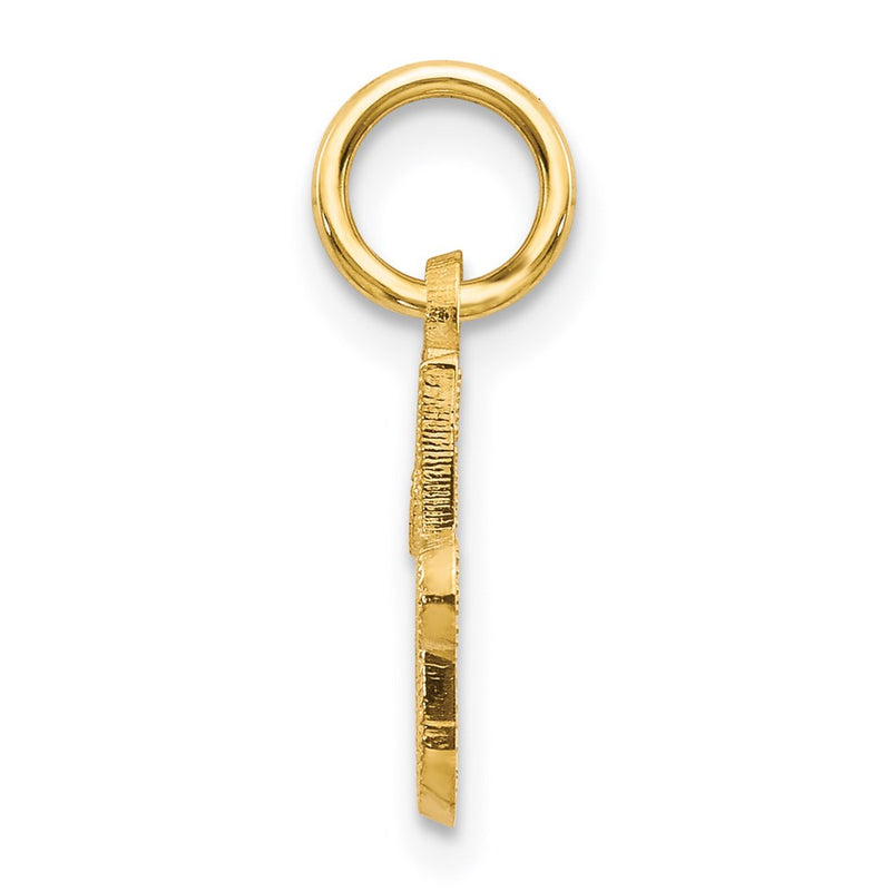 14K Yellow Gold 14Ky Script Letter J Initial Charm
