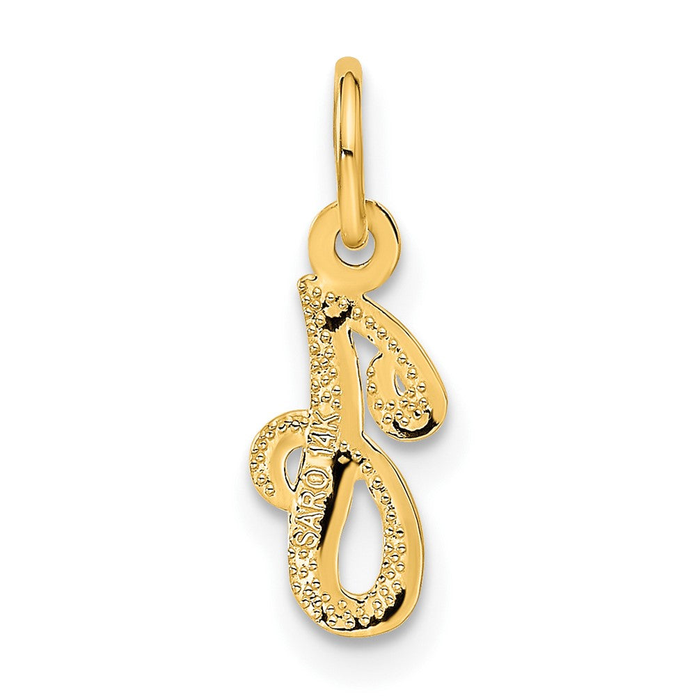 14K Yellow Gold 14Ky Script Letter J Initial Charm