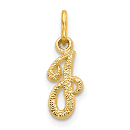 14K Yellow Gold 14Ky Script Letter J Initial Charm