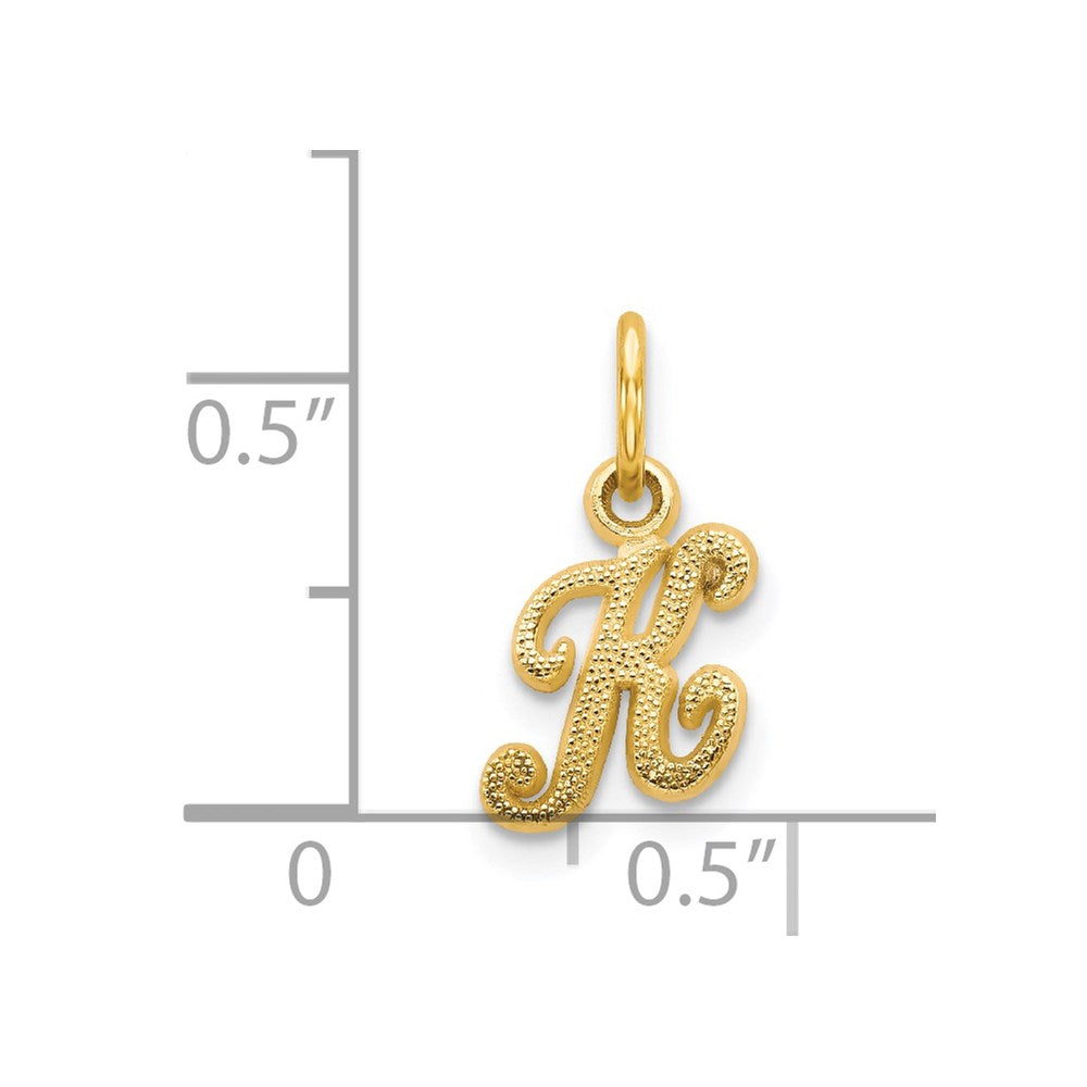 14K Yellow Gold 14Ky Script Letter K Initial Charm