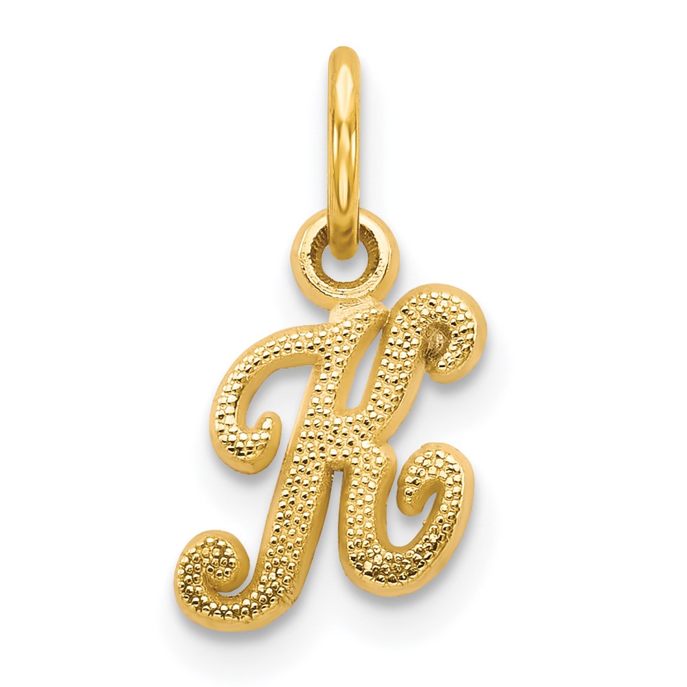 14K Yellow Gold 14Ky Script Letter K Initial Charm