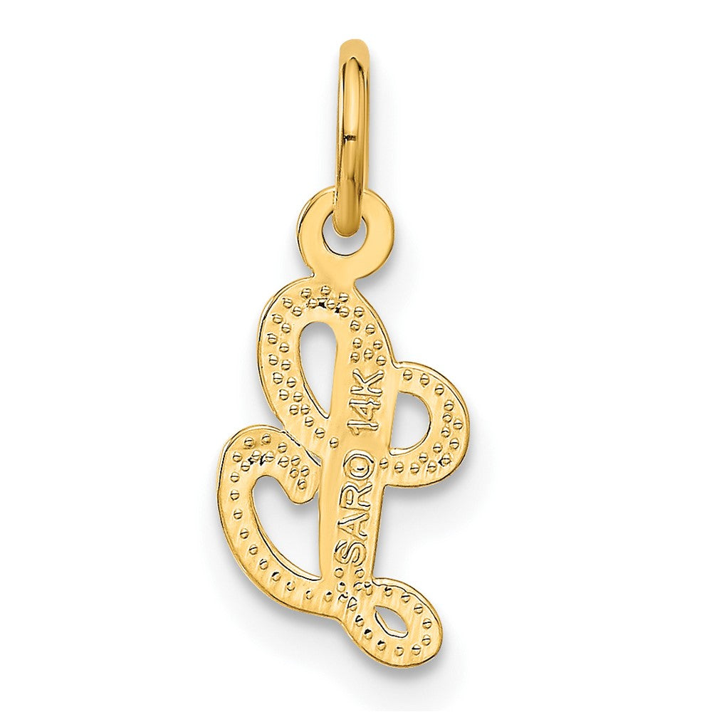 14K Yellow Gold 14Ky Script Letter L Initial Charm