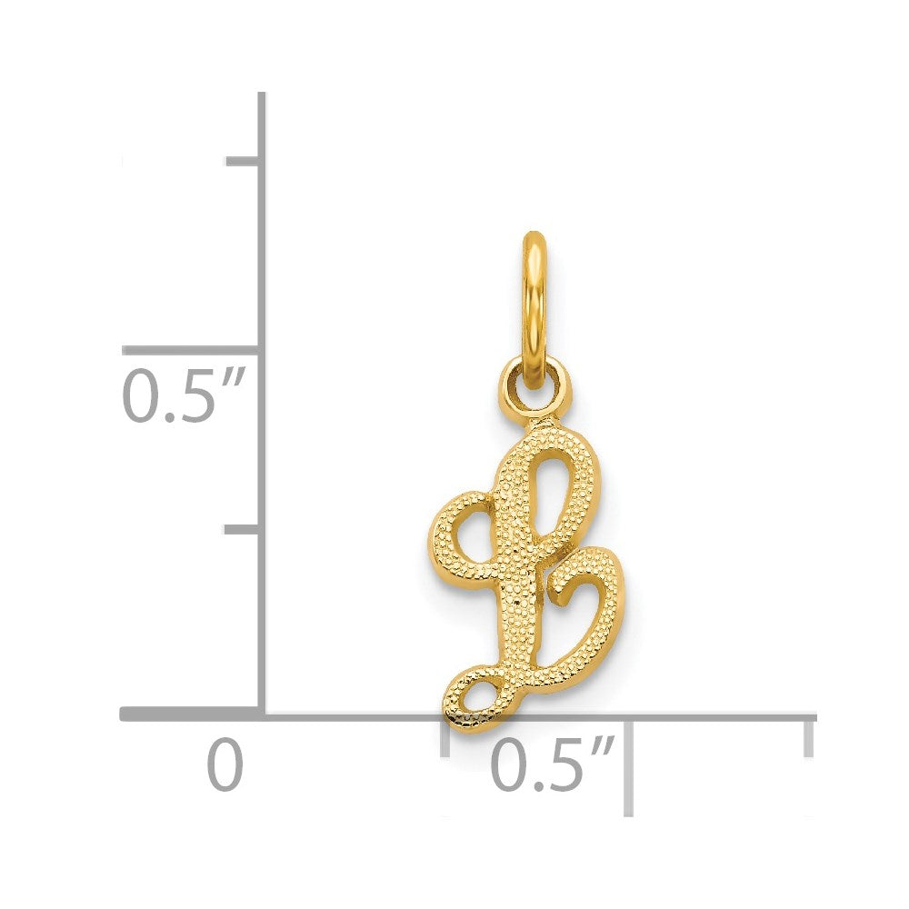 14K Yellow Gold 14Ky Script Letter L Initial Charm