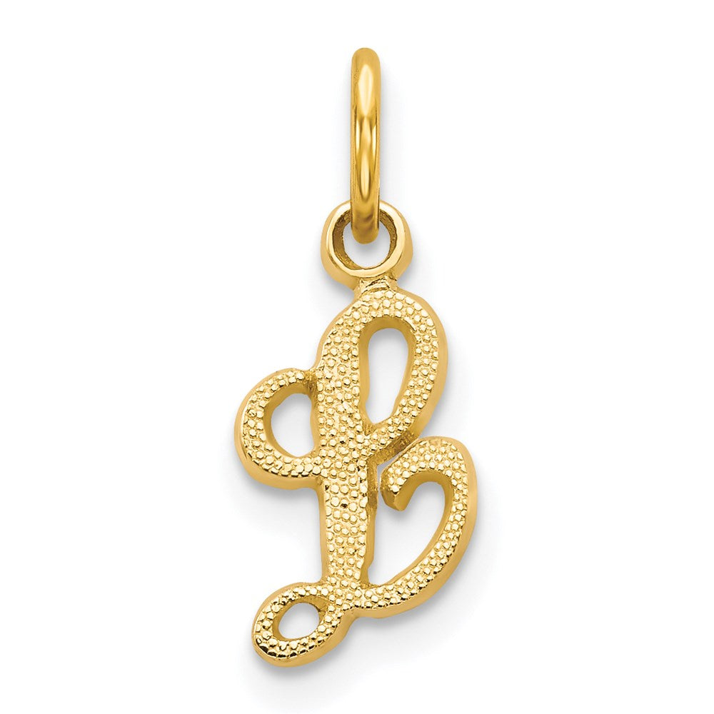 14K Yellow Gold 14Ky Script Letter L Initial Charm