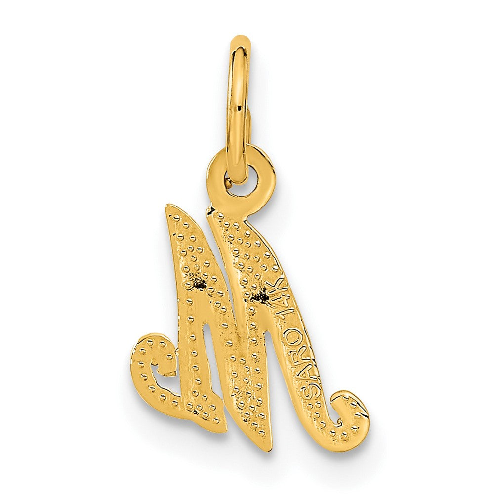 14K Yellow Gold 14Ky Script Letter M Initial Charm