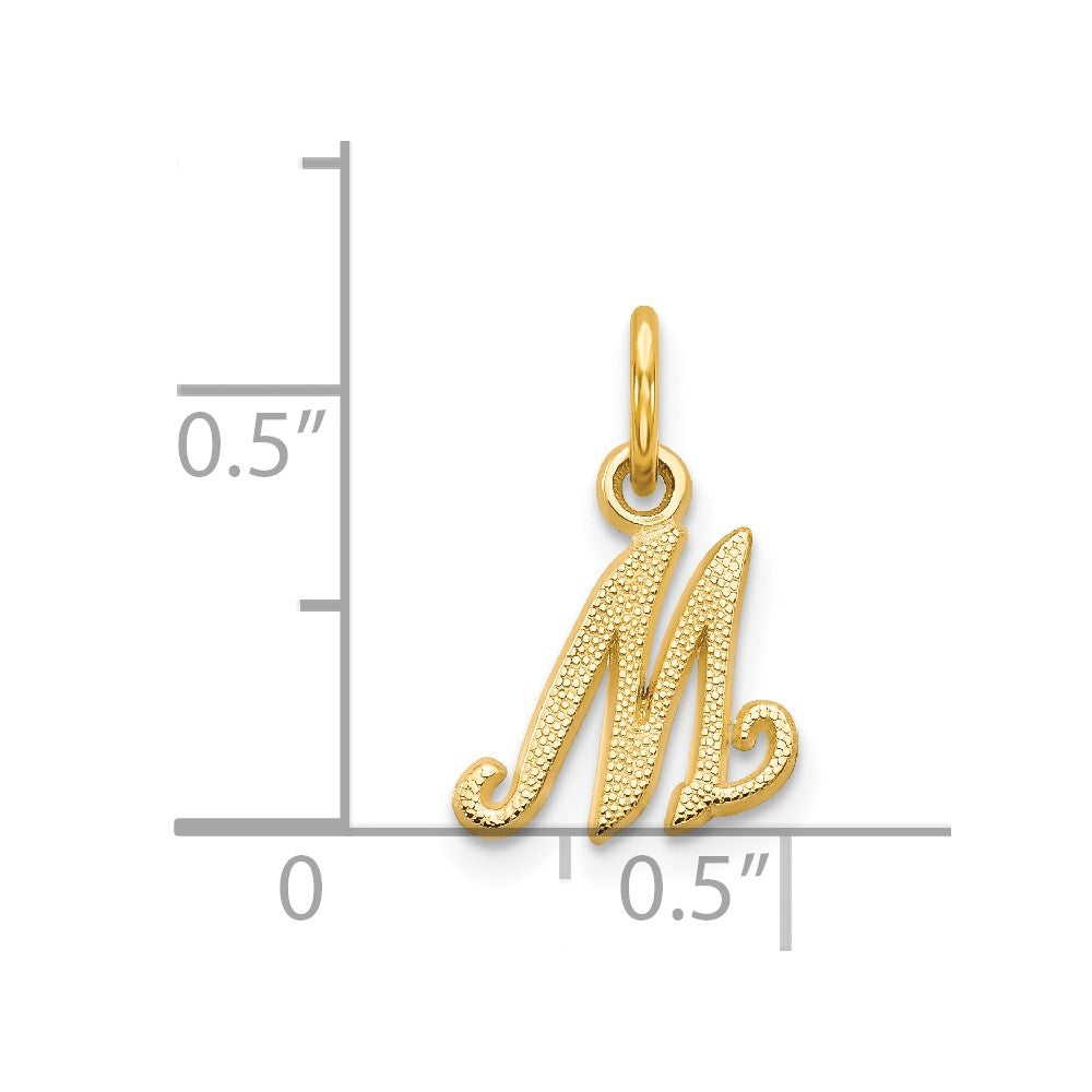 14K Yellow Gold 14Ky Script Letter M Initial Charm