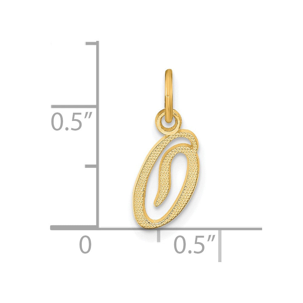 14K Yellow Gold 14Ky Script Letter O Initial Charm