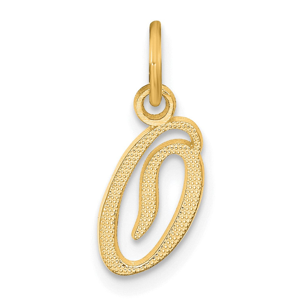 14K Yellow Gold 14Ky Script Letter O Initial Charm