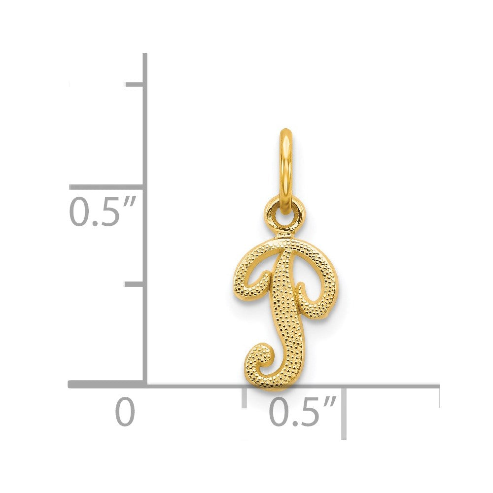 14K Yellow Gold 14Ky Script Letter P Initial Charm