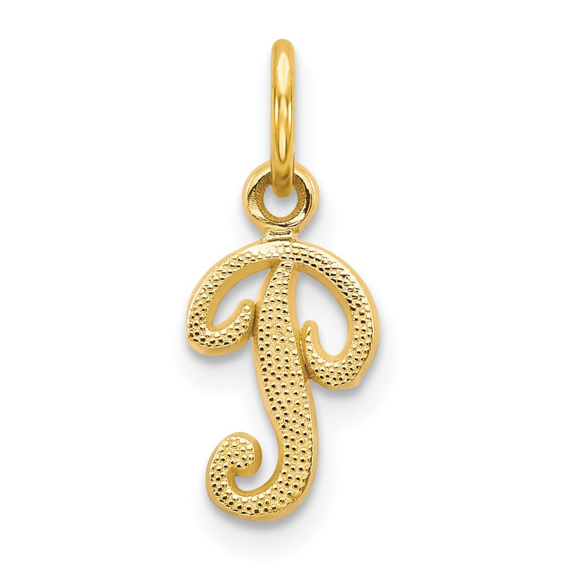 14K Yellow Gold 14Ky Script Letter P Initial Charm