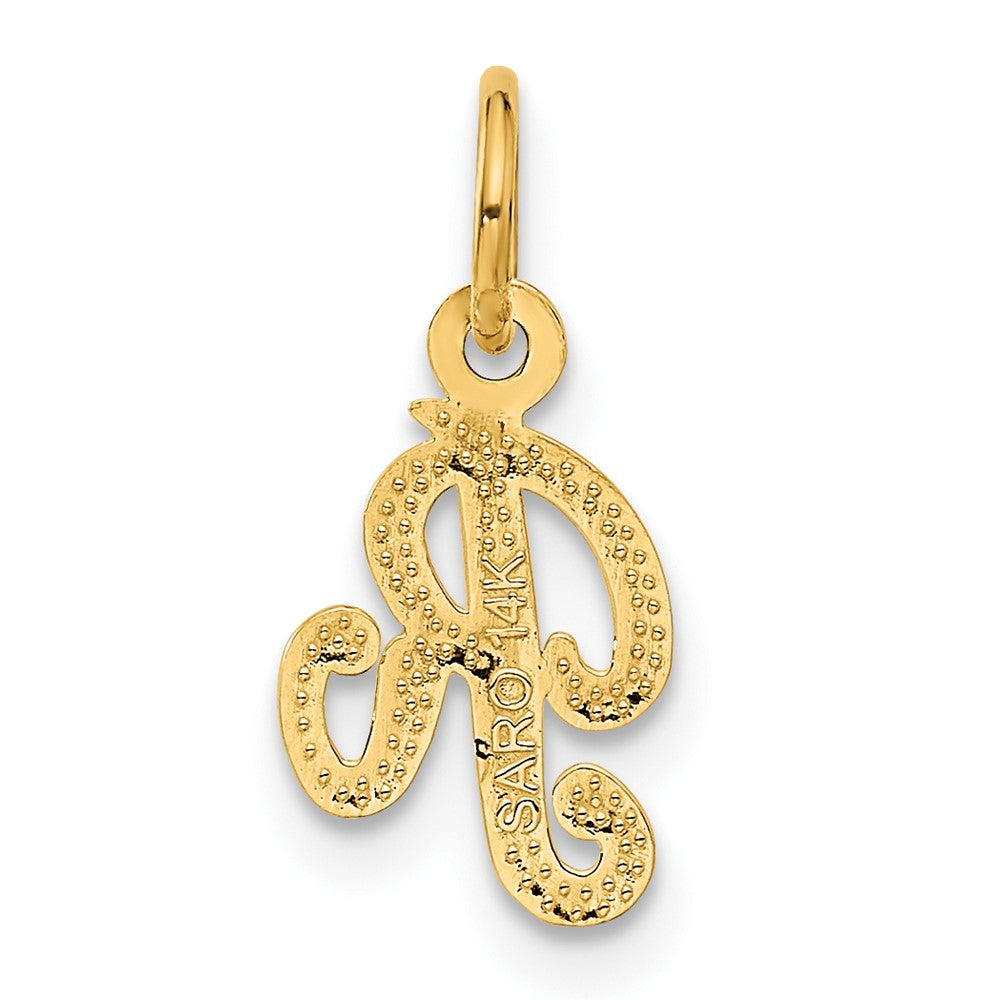 14K Yellow Gold 14Ky Script Letter R Initial Charm