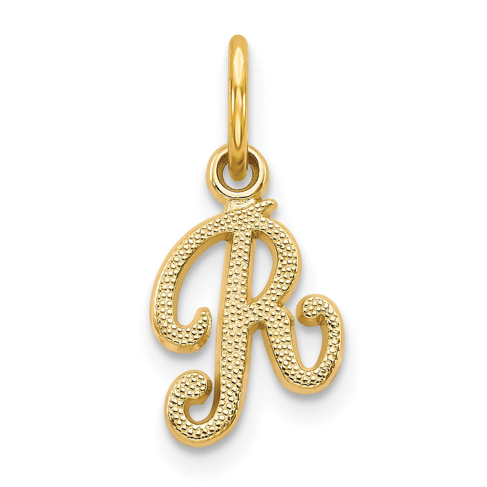 14K Yellow Gold 14Ky Script Letter R Initial Charm