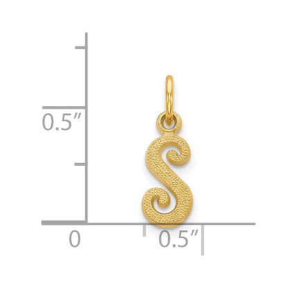 14K Yellow Gold 14Ky Script Letter S Initial Charm