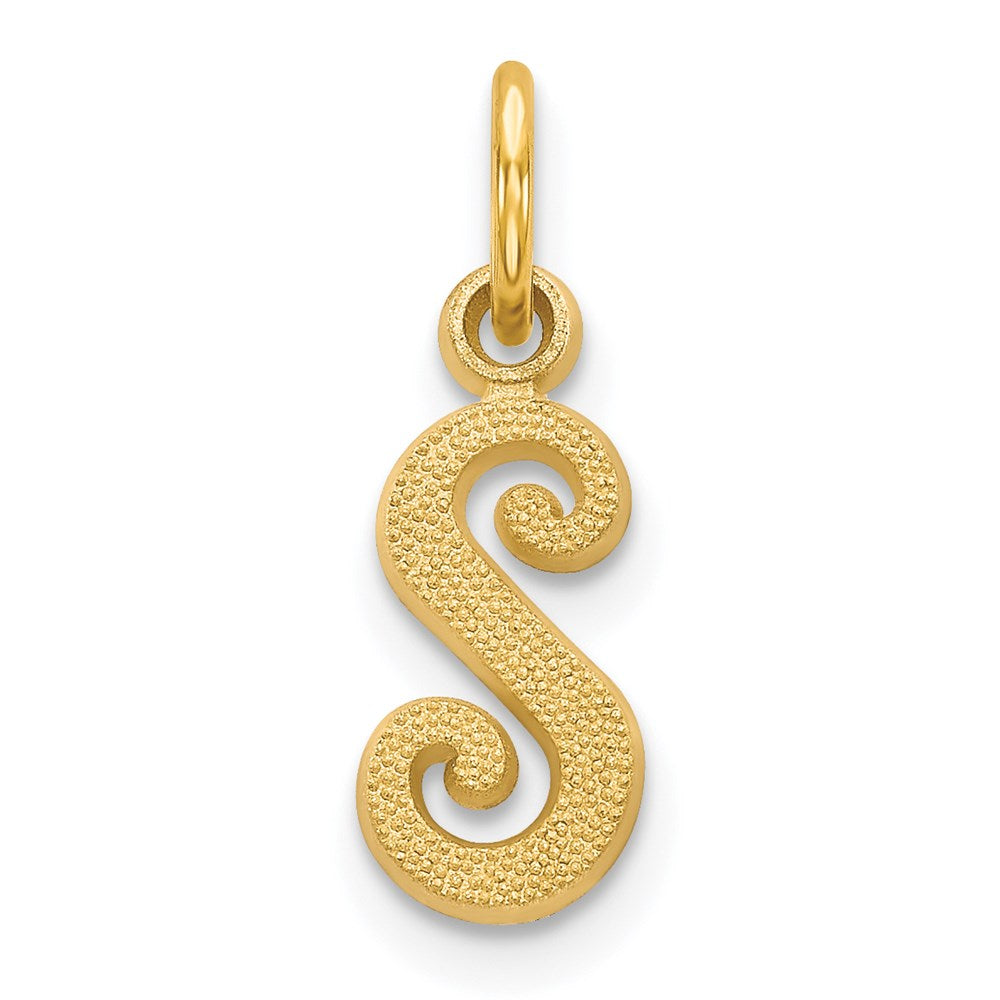 14K Yellow Gold 14Ky Script Letter S Initial Charm