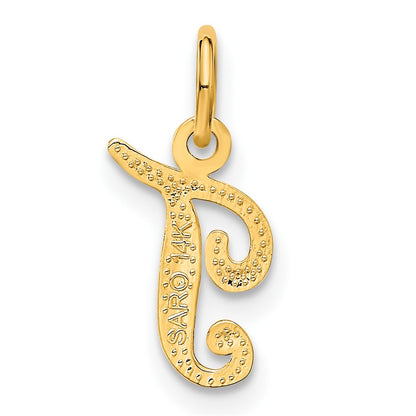 14K Yellow Gold 14Ky Script Letter T Initial Charm