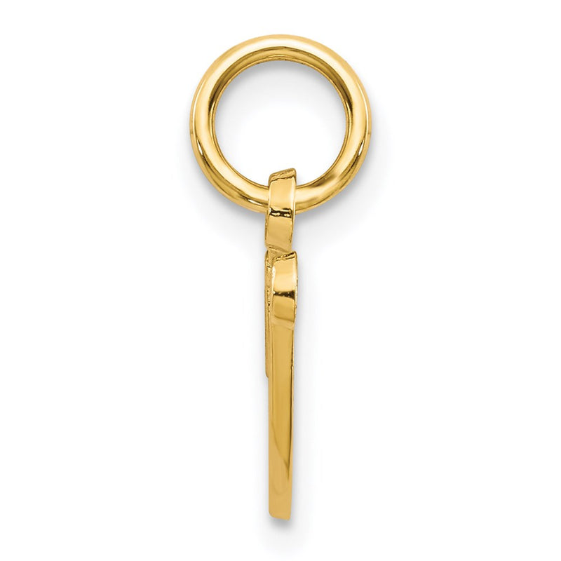 14K Yellow Gold 14Ky Script Letter V Initial Charm