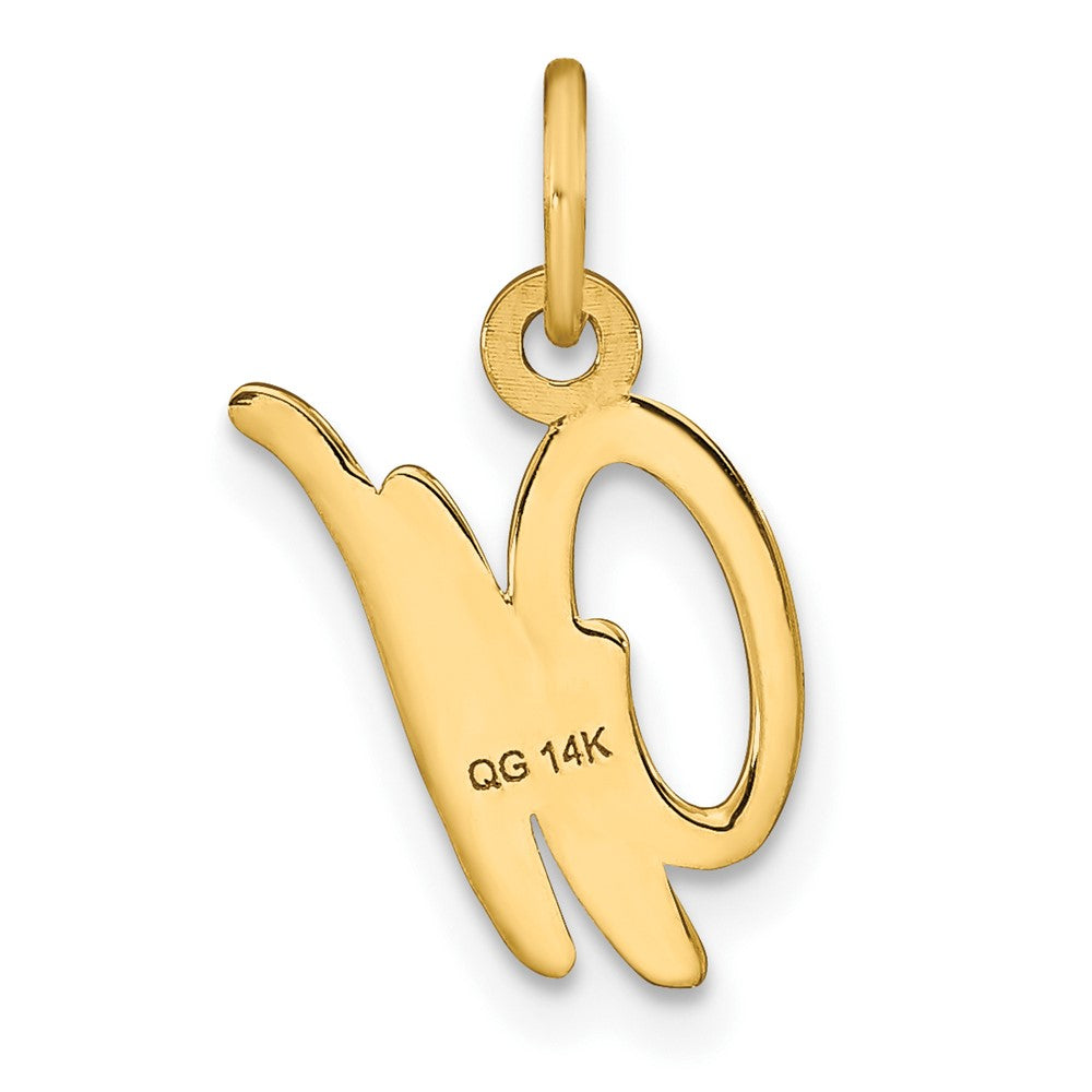 14K Yellow Gold 14Ky Script Letter W Initial Charm