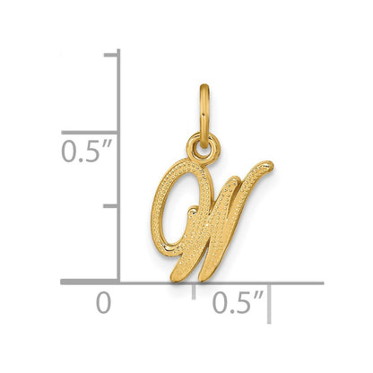 14K Yellow Gold 14Ky Script Letter W Initial Charm