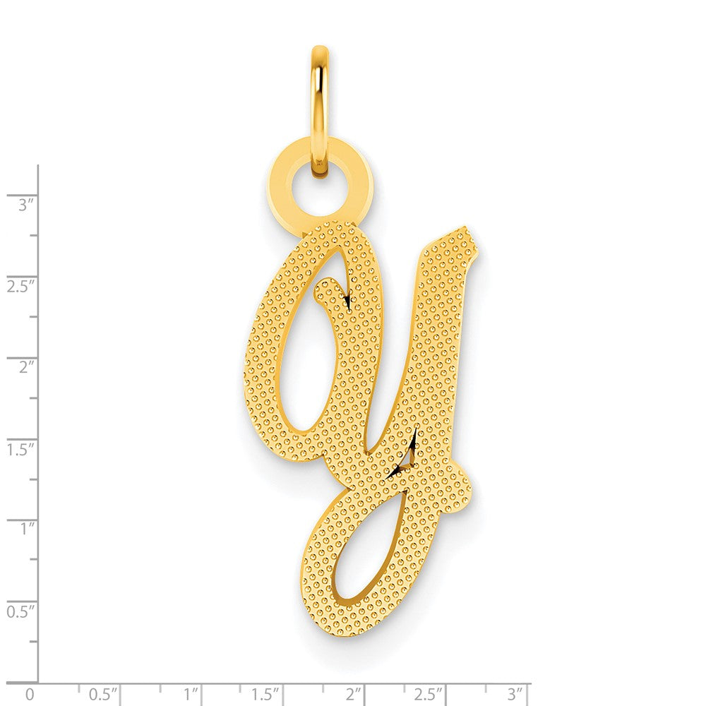 14K Yellow Gold Casted Initial Y Charm