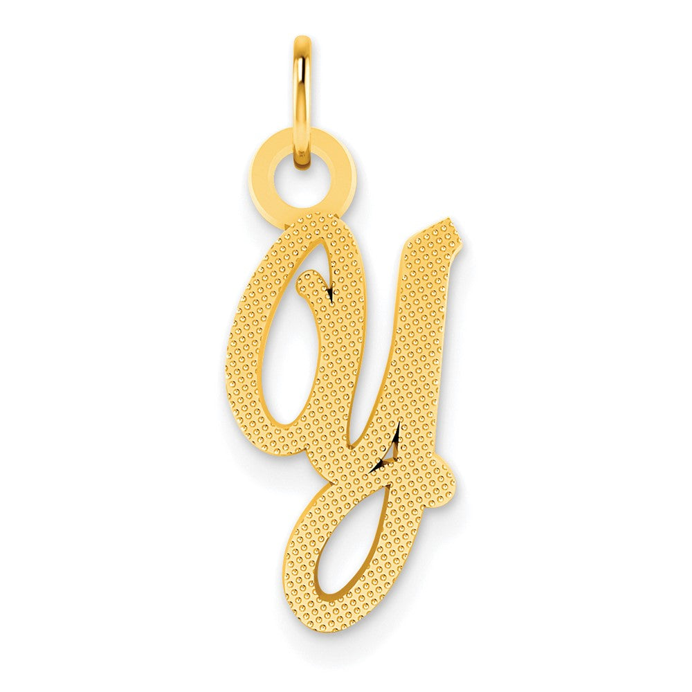 14K Yellow Gold Casted Initial Y Charm