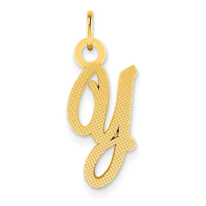 14K Yellow Gold Casted Initial Y Charm