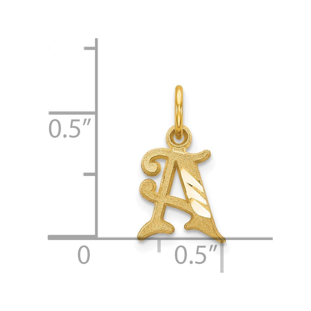 14K Yellow Gold Letter A Initial Charm