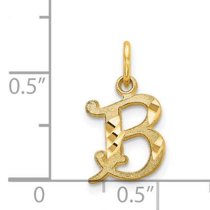 14K Yellow Gold Letter B Initial Charm