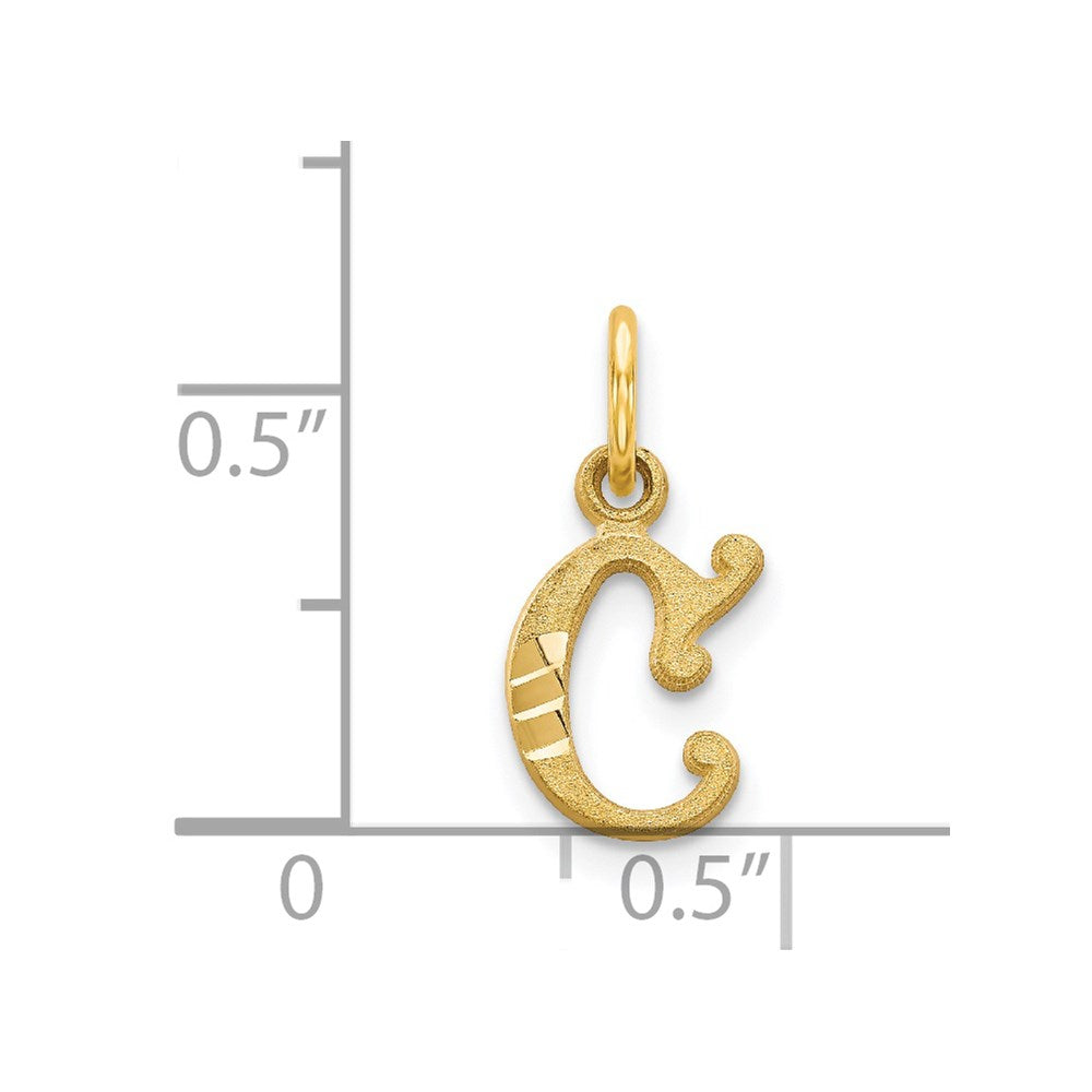 14K Yellow Gold Letter C Initial Charm