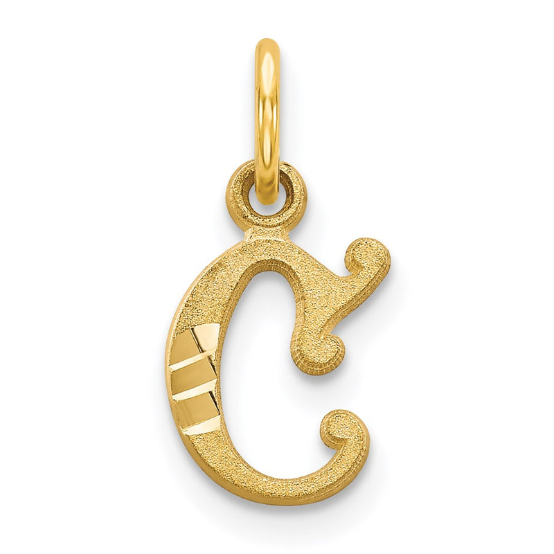 14K Yellow Gold Letter C Initial Charm