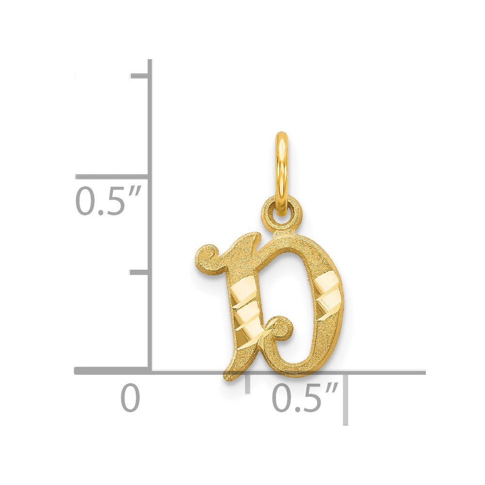 14K Yellow Gold Letter D Initial Charm