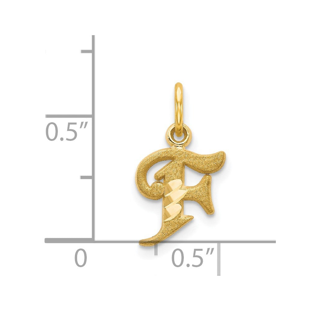 14K Yellow Gold Letter F Initial Charm