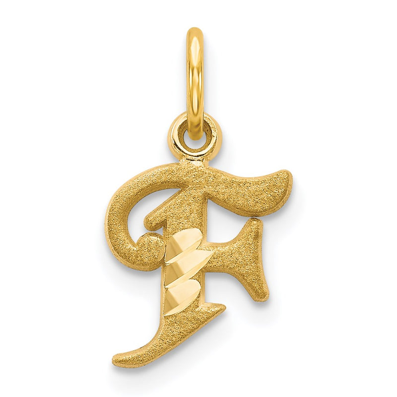14K Yellow Gold Letter F Initial Charm