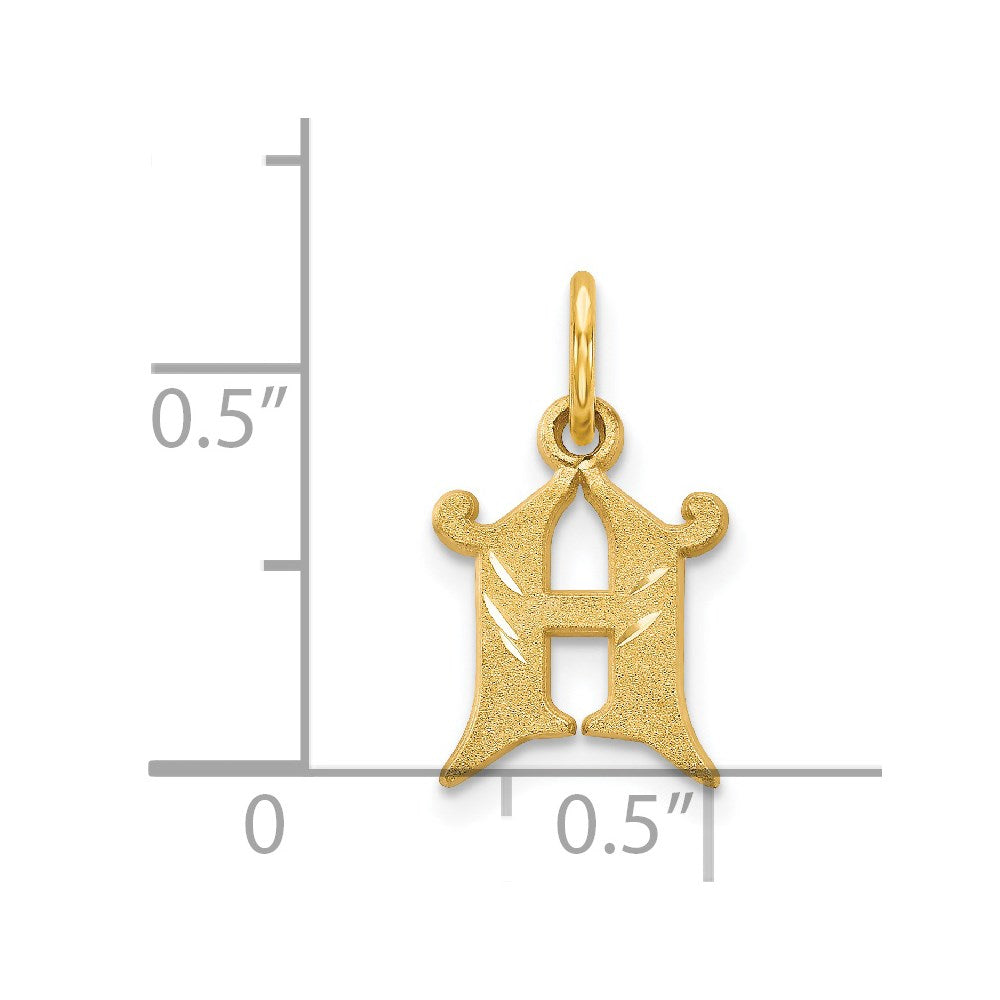 14K Yellow Gold Letter H Initial Charm