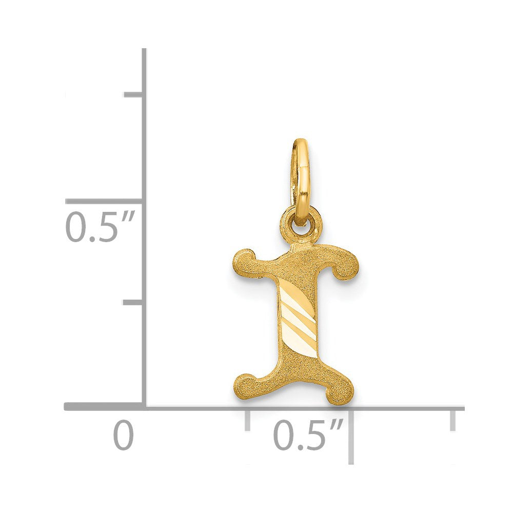 14K Yellow Gold Letter I Initial Charm