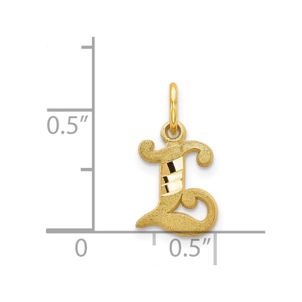 14K Yellow Gold Letter L Initial Charm