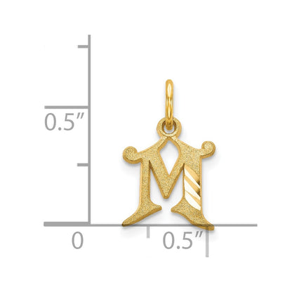 14K Yellow Gold Letter M Initial Charm