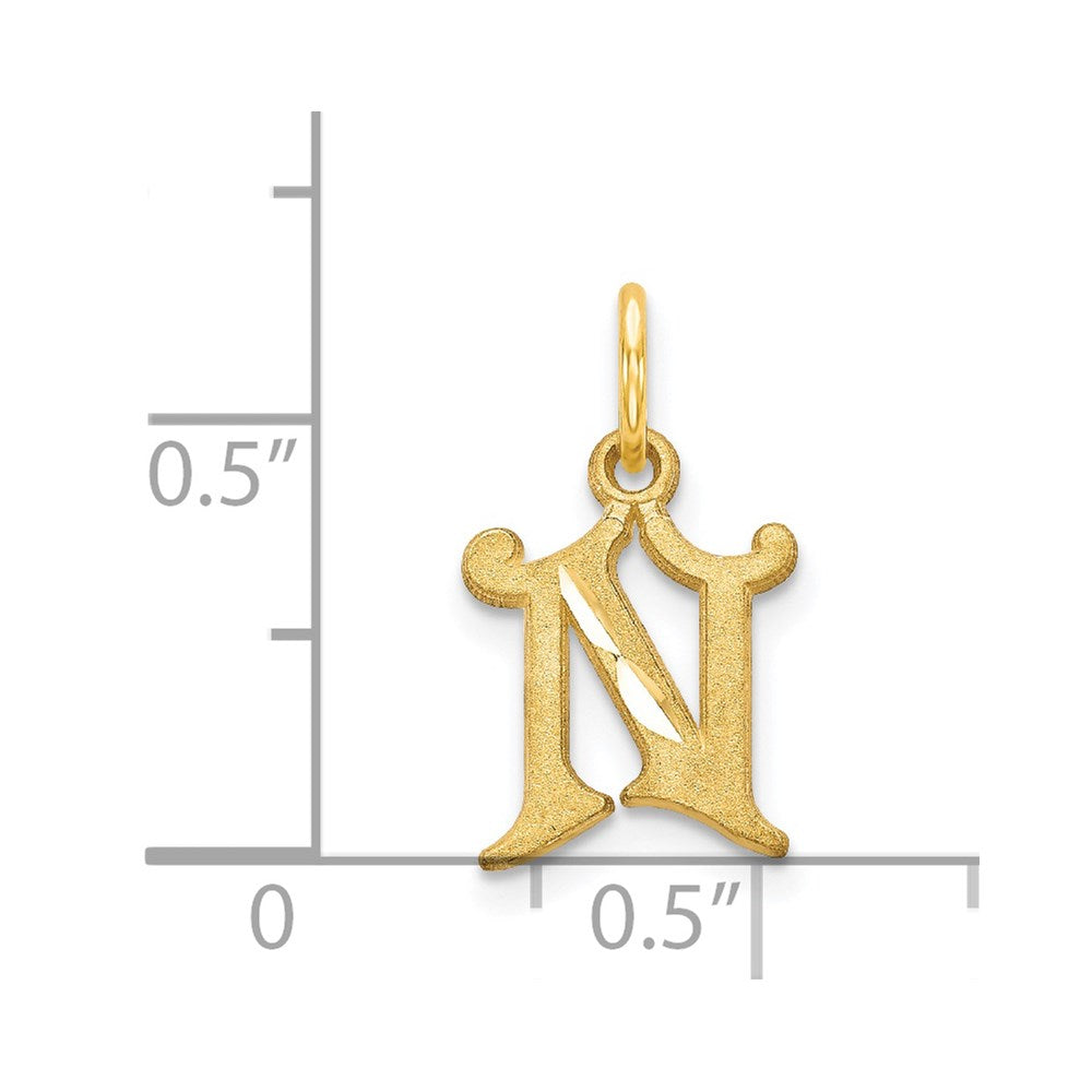 14K Yellow Gold Letter N Initial Charm