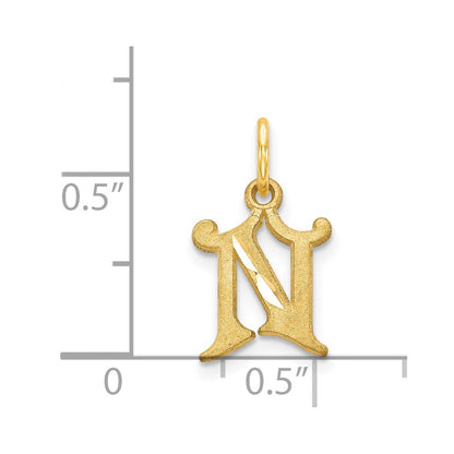 14K Yellow Gold Letter N Initial Charm