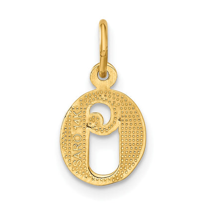 14K Yellow Gold Letter O Initial Charm