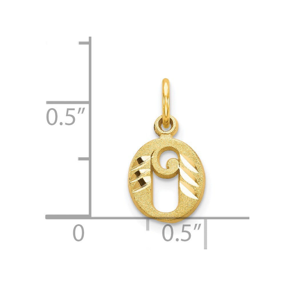 14K Yellow Gold Letter O Initial Charm