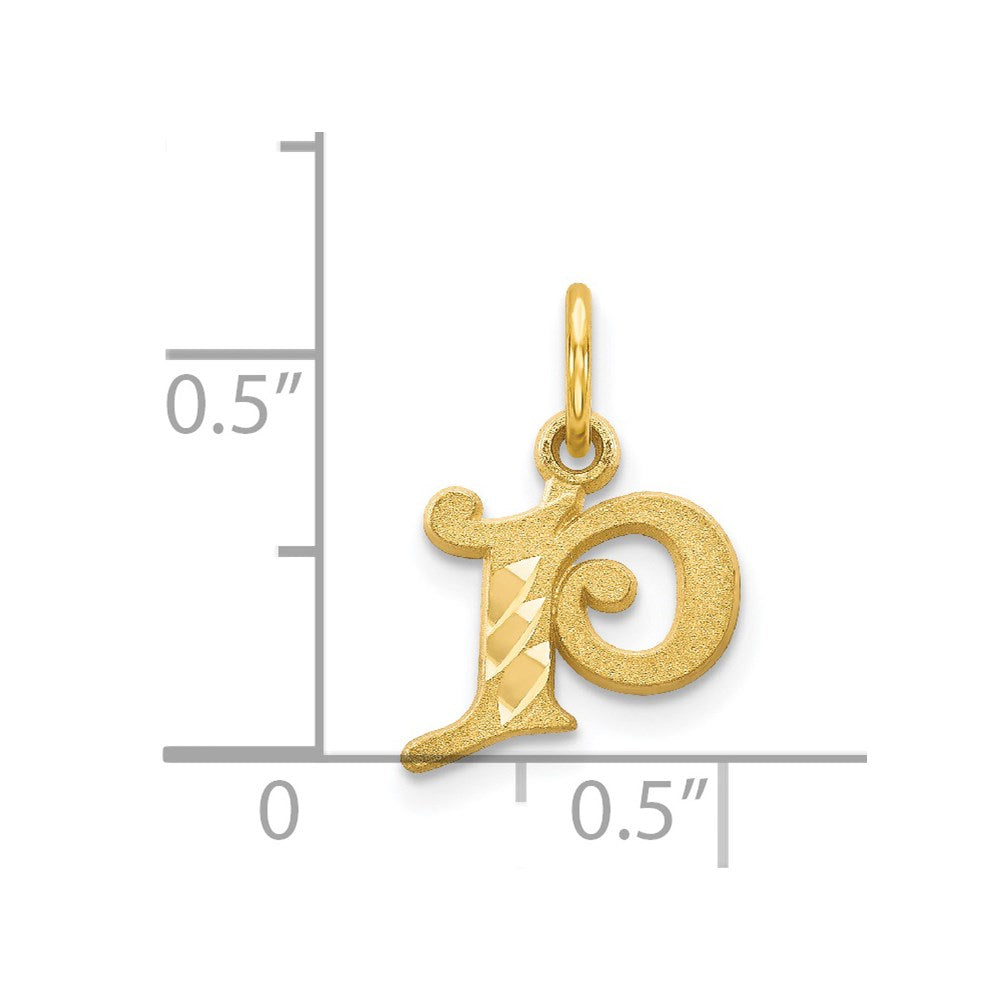 14K Yellow Gold Letter P Initial Charm