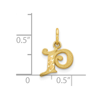 14K Yellow Gold Letter P Initial Charm