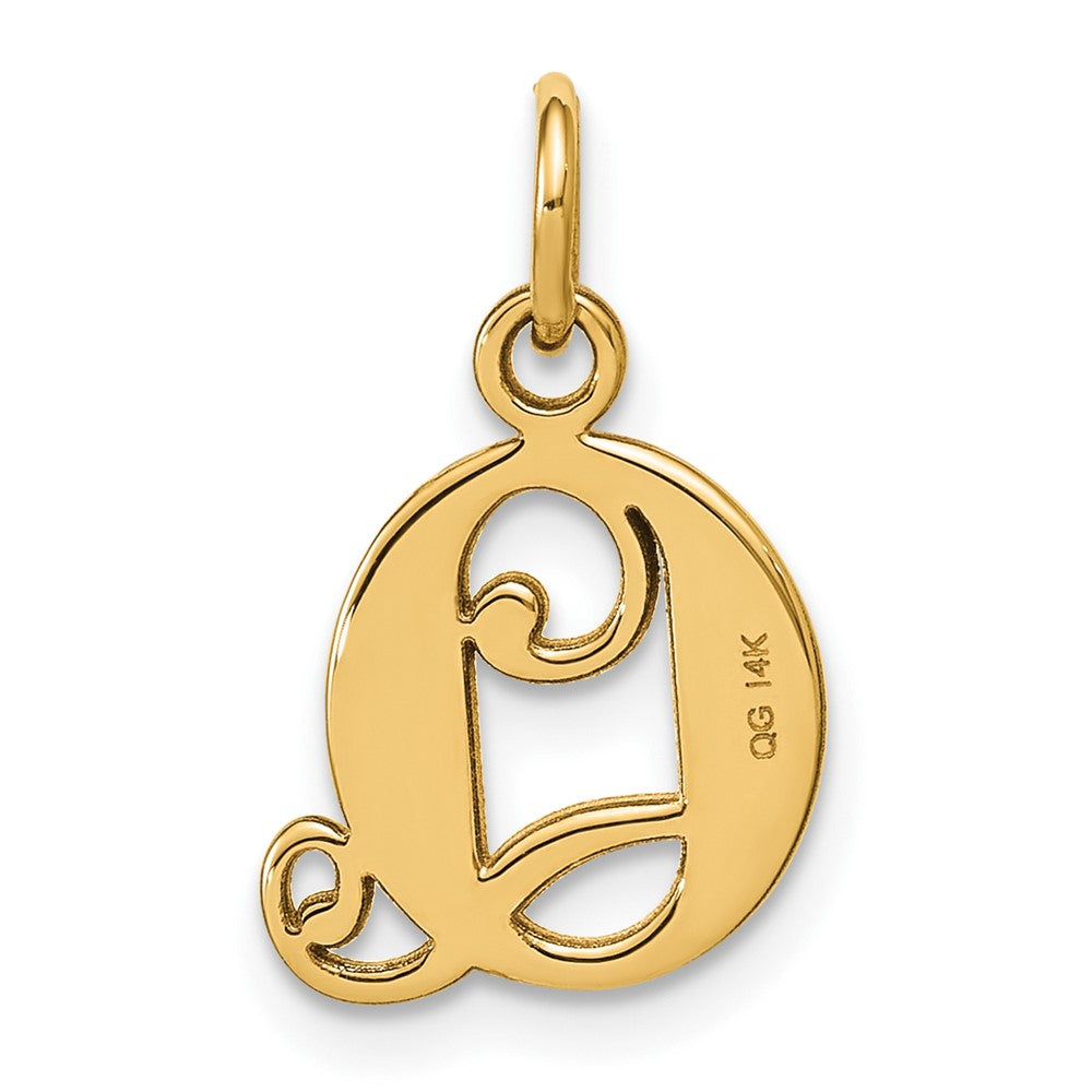 14K Yellow Gold Letter Q Initial Charm