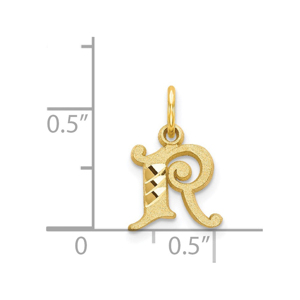 14K Yellow Gold Letter R Initial Charm