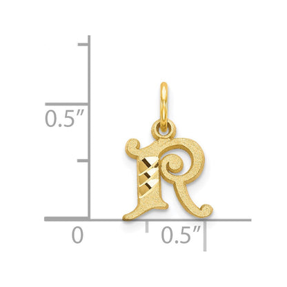 14K Yellow Gold Letter R Initial Charm