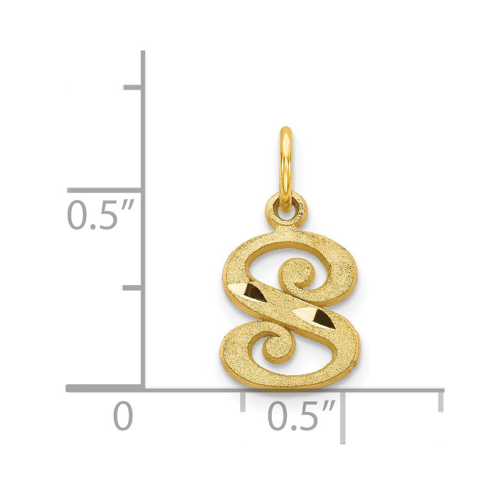 14K Yellow Gold Letter S Initial Charm